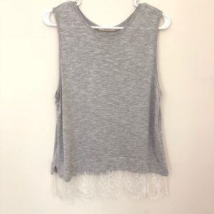 Elodie | Lace Bottom Flowy Basic Tank Top